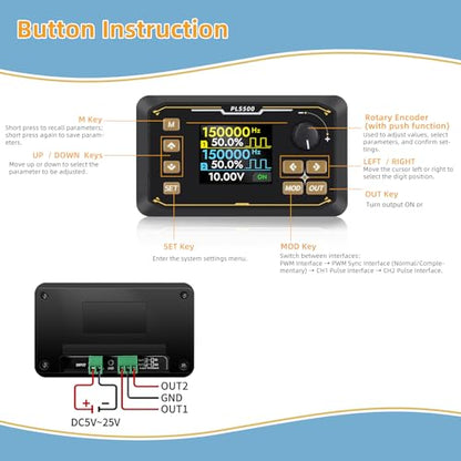 Dual-Channel Pulse Signal Generator with Adjustable servo Motor Drive | Square wave frequency duty cycle phase dead zone is adjustable,Dual-channel mode