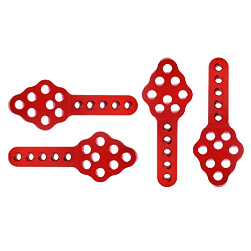 4Pcs Metal CNC RC Car Shock Absorber Mount Adjust Height Angle Stand for Axial SCX10 90046 D90 D110 SCX10III RC Crawler Upgrades (Red) - color: Red