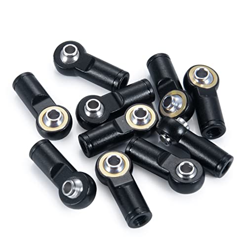 QUE-T 10Pcs Metal Left-Hand Thread Link Rod End M4 Ball Joint Head for RC Crawler Car Boat (Black) - color: Black