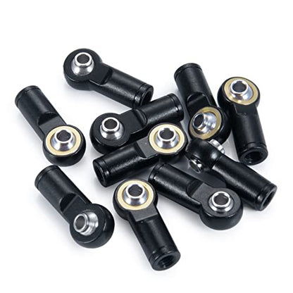 QUE-T 10Pcs Metal Left-Hand Thread Link Rod End M4 Ball Joint Head for RC Crawler Car Boat (Black) - color: Black
