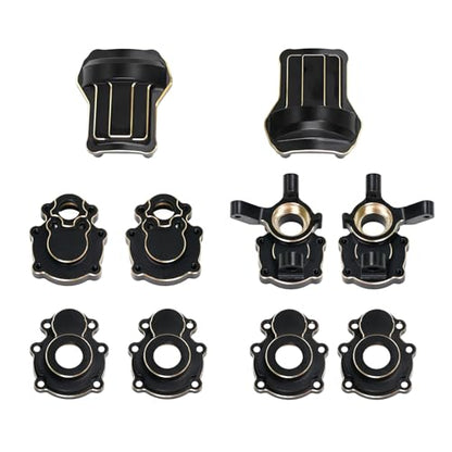 1/10 RC Crawler FMS FCX10 295g Brass Counter Weight Upgrades Kit, Brass Portal Covers Weights/Axle Diff Cover/Inner Portal Covers/Steering Knuckles for 1/10 FMS FCX10 K5 Upgrades Part