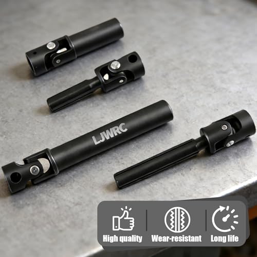 Steel Drive Shaft Set for Axial SCX24 Crawlers - Front Rear Center Shafts with D Hole - Compatible with SCX24 JLU, C10, Bronco, Basecamp, 4Runner (Black)