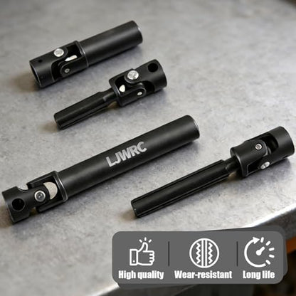 Steel Drive Shaft Set for Axial SCX24 Crawlers - Front Rear Center Shafts with D Hole - Compatible with SCX24 JLU, C10, Bronco, Basecamp, 4Runner (Black)