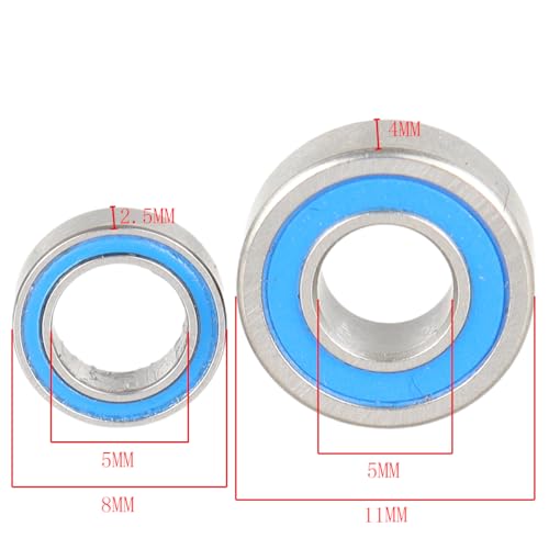 RC Bearing Kit, Suitable for Tamiya, Grasshopper, Hornet, Lunchbox, Includes 9PCS MR115-2RS 5x11x4mm, 1PC MR85-2RS 5x8x2.5mm