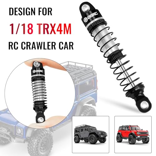 OGRC 60mm Long Travel RC Shock Absorber Oil Damper for TRX4M 1/18 RC Car | Oil-filled, Aluminum, for Traxxas TRX4M Upgrade Parts, Silver - color: Black Silver