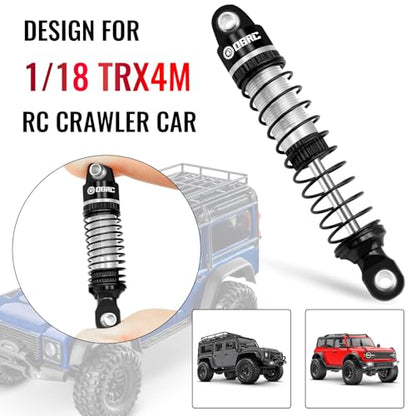OGRC 60mm Long Travel RC Shock Absorber Oil Damper for TRX4M 1/18 RC Car | Oil-filled, Aluminum, for Traxxas TRX4M Upgrade Parts, Silver - color: Black Silver