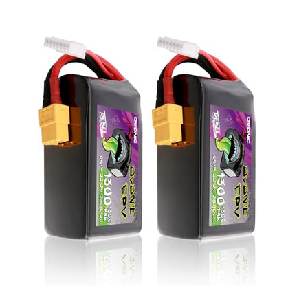 OVONIC 22.2V 6S Lipo 1300 mAh 130C Lipo Battery with XT60 Plug ?2 Pack?