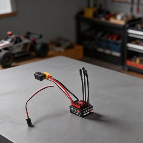 HG35A-V2 Sensorless Brushless ESC 35A Continuous Waterproof Dustproof 1/18 RC Car Controller 2-3S for lipo NiMH for multi Safety Protections External Program Port Adjustable Brake Punch Built-In 5.38V - size: D