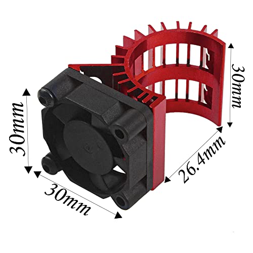 ShareGoo Aluminum 380 390 Motor Heatsink with Cooling Fan Electric Engine Heat Sink Compatible with HSP HPI Wltoys Himoto Redcat 1/16 1/18 RC Car (Red) - style: Red