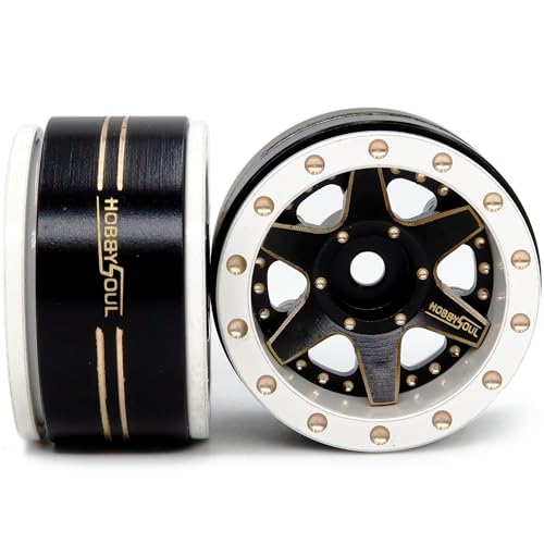 HOBBYSOUL Brass 1.0 Beadlock Wheels Negative Offset Weight 38g/Rim Adjustable Offset 1.0 Wheels Heavy Rims for RC Micro Crawler 1/18 TRX4M Axial SCX24 90081, (4-Pack) - color: White & Black