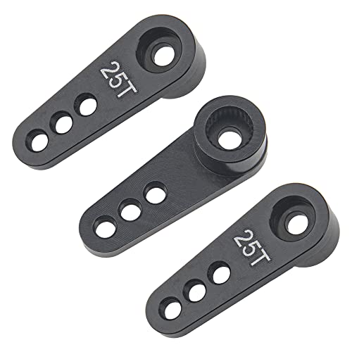 3Pcs ShareGoo Metal 25T Servo Horn 25 Teeth Steering Arm Compatible with Futaba Savox Power HD HSP Servos Motor Compatible with Wltoys Himoto Redcat Traxxas Axial 1/8 1/10 RC Car Truck (Black)