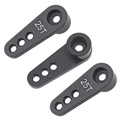 3Pcs ShareGoo Metal 25T Servo Horn 25 Teeth Steering Arm Compatible with Futaba Savox Power HD HSP Servos Motor Compatible with Wltoys Himoto Redcat Traxxas Axial 1/8 1/10 RC Car Truck (Black)