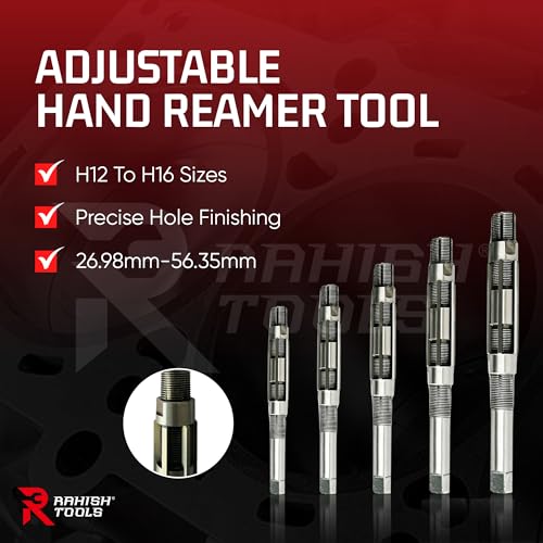 Adjustable Hand Reamer H12-H16, 1-1/16" to 2-7/32", Metal & Wood | Carbon Steel Construction, Expandable Blades, 26.98-56.35mm Range, Bore Sizing Tool, Repair Workshop Use, Precise Hole Finish - size: H12 to H16 - 5Pcs