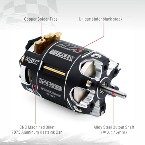 Surpass Hobby RC Rocket 540 V6 Sensored Brushless Motor, High Speed Brushless Motor for Traxxas-Horizon 1:10 RC Car Trucks Off-Road Vehicle (Shaft 3.175, 17.5T kv) - size: 17.5T KV, style: 540-V6 Motor