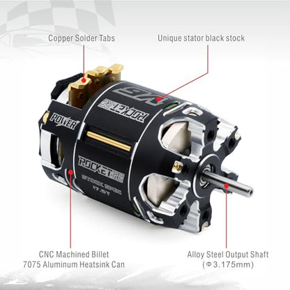 Surpass Hobby RC Rocket 540 V6 Sensored Brushless Motor, High Speed Brushless Motor for Traxxas-Horizon 1:10 RC Car Trucks Off-Road Vehicle (Shaft 3.175, 17.5T kv) - size: 17.5T KV, style: 540-V6 Motor