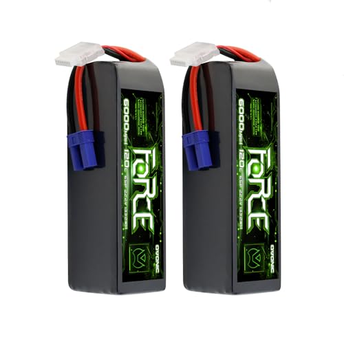 OVONIC 2-Pack Force 6S 6000mAh 120C 22.2V LiPo Battery w/ EC5 Plug & Checker for Arrma Outcast, 90mm EDF Jet & Long Flight