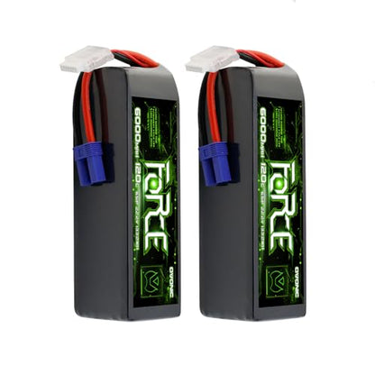 OVONIC 2-Pack Force 6S 6000mAh 120C 22.2V LiPo Battery w/ EC5 Plug & Checker for Arrma Outcast, 90mm EDF Jet & Long Flight