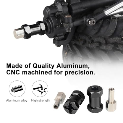 4-Pack HobbyPark 12mm Wheel Hex Drive Hubs Combiner Coupler Aluminum 20mm Offset Extension for 1/10 RC Crawler Car Parts (Black) - color: Black, size: 20mm Length