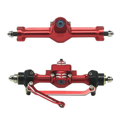 Aluminum Front/Rear Axle with Brass Kunckles/Steering Link/Gear/Bearing/CVD Whole Set for SCX30 Cars Upgrade Parts BK: Black R: Red (Red) - color: Red