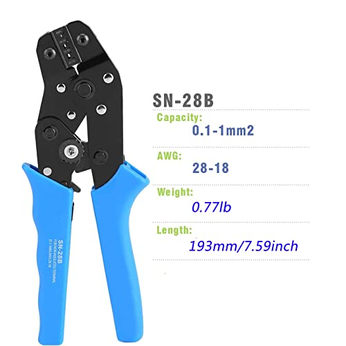 60 Sets JST Servo Connector Kits Plug Male Female Crimp Pin Cable with SN-28B Dupont Crimping Tool 0.1-1.0mm ²(AWG28-18) Compatible JST SYP servo wire cable for RC Car Hitec Spektrum Model Airplanes