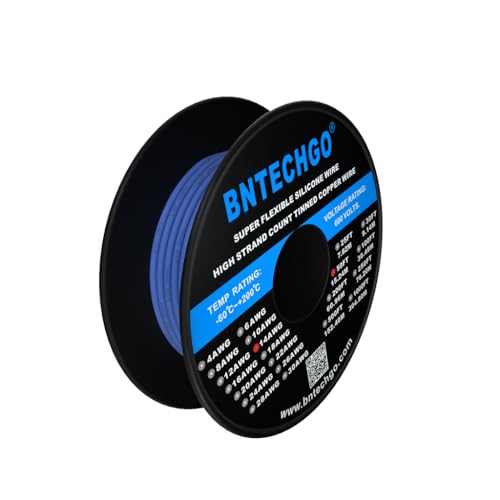 BNTECHGO 14 Gauge Silicone Wire Blue 50ft Stranded Tinned Copper Wire | Flexible 14 AWG Stranded Wire Silicone Rubber Insulation For RC Models, Drone, Robot, Battery, EV Charger, 3D Printer, DIY - color: Blue, size: silicone wire 50ft