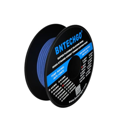 BNTECHGO 14 Gauge Silicone Wire Blue 50ft Stranded Tinned Copper Wire | Flexible 14 AWG Stranded Wire Silicone Rubber Insulation For RC Models, Drone, Robot, Battery, EV Charger, 3D Printer, DIY - color: Blue, size: silicone wire 50ft