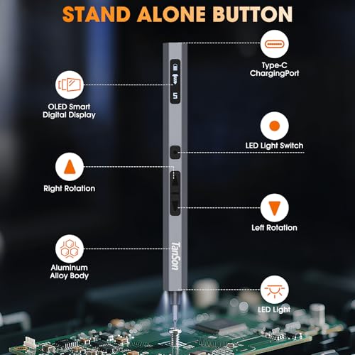 TanSon Mini Electric Screwdriver Set,3.7V Precision Screwdriver Set 66 in 1 Magnetic Drill,HD Display,5 Torque Settings,4 LED Lights, Portable Repair Tool Kit for Computer,Phone, Watch,Camer,Glasses - color: 66 Grey