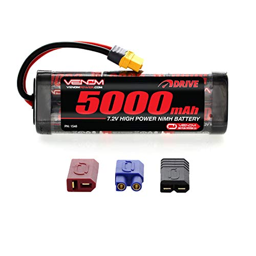 Venom 7.2V 5000mAh 6-Cell NiMH Battery with Universal Plug System and Venom Pro Duo 80W X2 Dual AC/DC 7A LiPo & NiMH RC Battery Balance Charger Combo