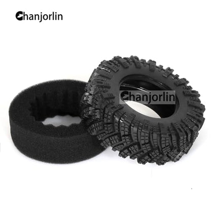 1.9 RC Tires OD 98mm 1/10 Rubber All Terrain Mud Crawler Tyres with Foam for 1:10 Rock Crawler Car Axial SCX10 SCX10 III AXI03007 D90 TF2 MST Tamiya RR10 Beadlock Wheels Hubs 4PCS