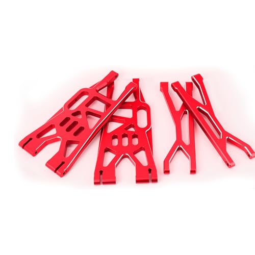Aluminum Front Upper & Lower Suspension Arms Upgrades Set for 1/5 X-Maxx XMaxx RC Car (Red) - color: Red