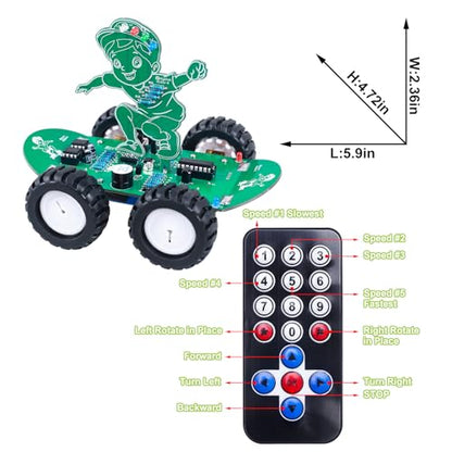 MiOYOOW DIY RC Car Soldering Kit STEM Electronics Project for Teens | 360° Spin, 5-Speed, DIY Remote Control Car Kit, Skateboard-Style, Soldering Practice Kit for School & Home Learning