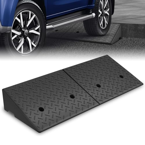 Rubber Curb Ramp 5.9" Rise Height, Sidewalk Curb Ramp for Forklift Truck, Car, SUV, Wheelchair, Bike; Driveway Threshold Bridge Ramp for Warehouse, Garage - size: 5.9" Rise