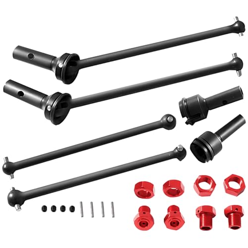 RC Drive Shaft CVD Axles Upgrades Part for 1/8 Typhon 6s, 1/7 Felony Limitless Roller Infraction 6s Blx，Steel Front Rear 4PCS Driveshafts w/17mm Wheel Hex Hub Hops Up,Red - color: Red- 4cvd-hubs