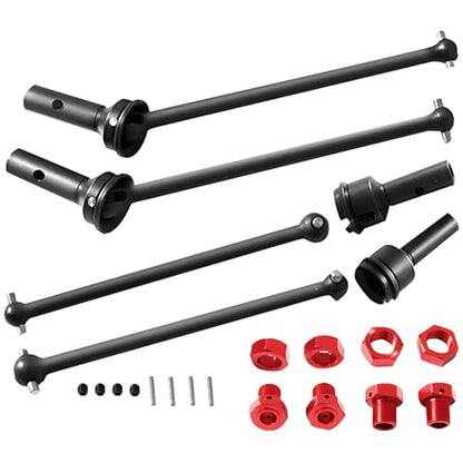 RC Drive Shaft CVD Axles Upgrades Part for 1/8 Typhon 6s, 1/7 Felony Limitless Roller Infraction 6s Blx，Steel Front Rear 4PCS Driveshafts w/17mm Wheel Hex Hub Hops Up,Red - color: Red- 4cvd-hubs