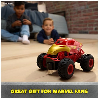 Monster Jam Marvel Iron Man RC Truck, 1:24 Scale | Remote Control Truck Toy, Durable Construction, Authentic Design, Easy to Use Remote, Pretend Play Gifts for Kids Ages 4+ - style: Marvel Iron Man
