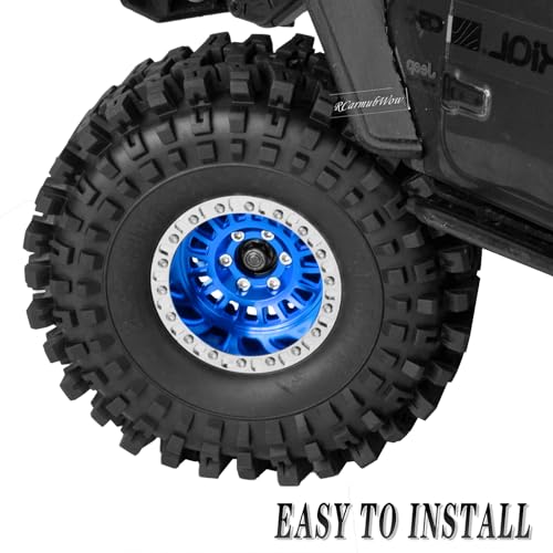 1.9" Beadlock rc Wheels and Tires for 1/10 RC Crawler TRX4 TRX6 SCX10 90046 AXI03007 VS4-10 Gen8 MST CFX D90,Aluminium 1.9 Beadlock Wheel 1.9 RC Tire,4pcs,Navy Blue - color: Navy Blue(4pcs)