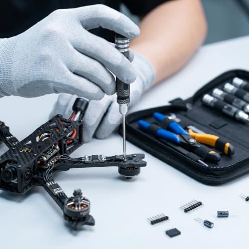 Portable Drone Tool Kit Set – Complete FPV Drone Repair & Maintenance Kit for RC Cars, Planes, Quadcopters, Compact & Durable Tool (Black)