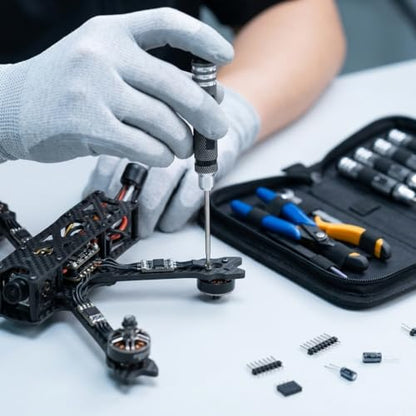 Portable Drone Tool Kit Set – Complete FPV Drone Repair & Maintenance Kit for RC Cars, Planes, Quadcopters, Compact & Durable Tool (Black)