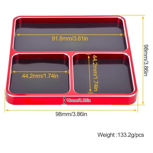 RC Car Repair Kit Rc Car CNC Aluminum Screw Tray with Removable Magnet Sheet 98X98X10Mm Organizer Boats Upgrade Repair Modify Parts - color: Red