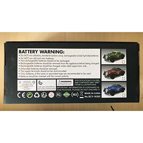 1/16 Scale 4WD Retro RC Drift Car with 35km/h Speed, 390 Motor, IPX4 Waterproof, LED Headlights, 2.4GHz Full Proportional Control Great Gift for Adults-Metal Red - color: Metal Red