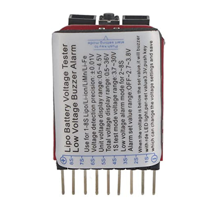 Lipo Battery LED Tester, Long Lasting Low Voltage Alarm Buzzer Checker for RC Enthusiasts
