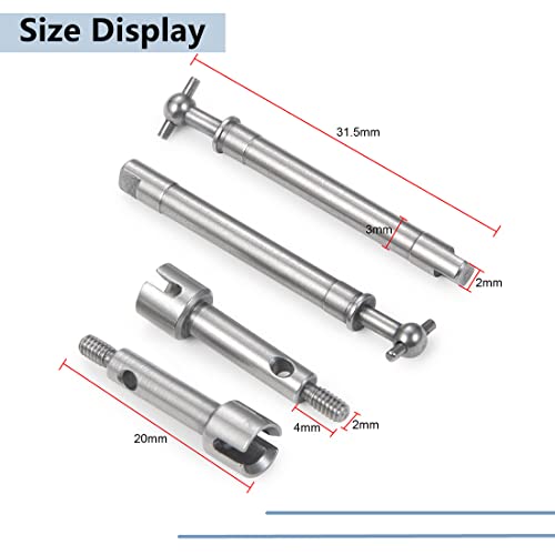 MORLORDY 2Pcs RC Stainless Steel Front Drive Shaft Steering CVD Set for 1/24 RC Crawler Car SCX24 Upgrades AXI90081 AXI00001 AXI00002 Deadbolt C10 JLU Accessories