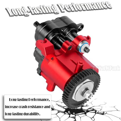 2 Speed Transmission Gearbox w/Metal Internal Gears and Bearings Upgrades Part for 1/10 TRX4 TRX6 RC Crawler Car,RC Aluminum Transmission Gearbox,Black/Red - color: Red & Black - (Gearboxs)