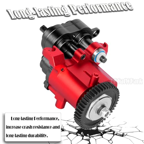 2 Speed Transmission Gearbox w/Metal Internal Gears and Bearings Upgrades Part for 1/10 TRX4 TRX6 RC Crawler Car,RC Aluminum Transmission Gearbox,Black/Red - color: Red & Black - (Gearboxs)