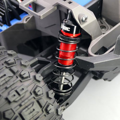 OGRC 92mm RC Shock Absorber for 1/16 Traxxas Mini Maxx XRT 1/10 TRX4 SCX10 | Aluminum, with Progressive Springs, Top-cap Bleeder Hole, Oil Shocks, Red - color: Red