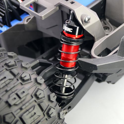 OGRC 92mm RC Shock Absorber for 1/16 Traxxas Mini Maxx XRT 1/10 TRX4 SCX10 | Aluminum, with Progressive Springs, Top-cap Bleeder Hole, Oil Shocks, Red - color: Red