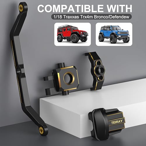 Trx4m Upgrades Brass Knuckle Steering Blocks and Caster Blocks C-Hubs, Steering Links,Front Rear Axle Diff Covers for Traxxas TRX4M 1/18 Crawler Car Upgrade Parts 7 PCS (Trx4m Upgrades Brass) - color: Trx4m Upgrades Brass