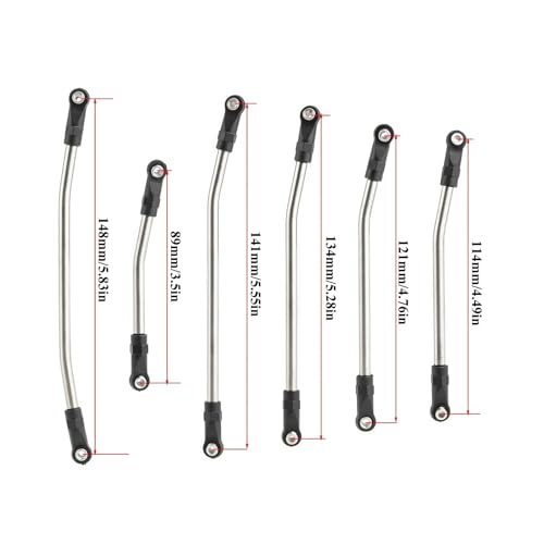RC car Components Compatible with Axial for SCX10 for SCX10 II 90046 1/10 RC Crawler Car Upgrade Parts Metal Link Set Steering Rod End Kit(324mm) - size: 324mm
