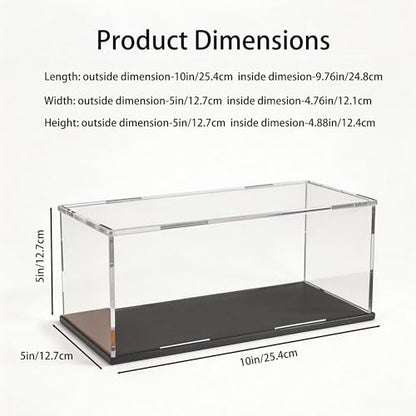 Acrylic Display Case for 1:24 Model Cars, Versatile Clear Acrylic Display Box with Black Base for Diecast Cars - size: 10"L x 5"W x 5"H