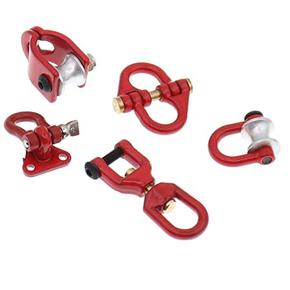 Metal Tow Hook Recovery Shackle Winch Pulley Ring Buckle Rescue Hook Horseshoe Buckle Compatible with 1/10 AXIAL SCX10 Wraith Capra TRX4 TRX6 D90 Redcat MST RC Car（Red） - color: Red